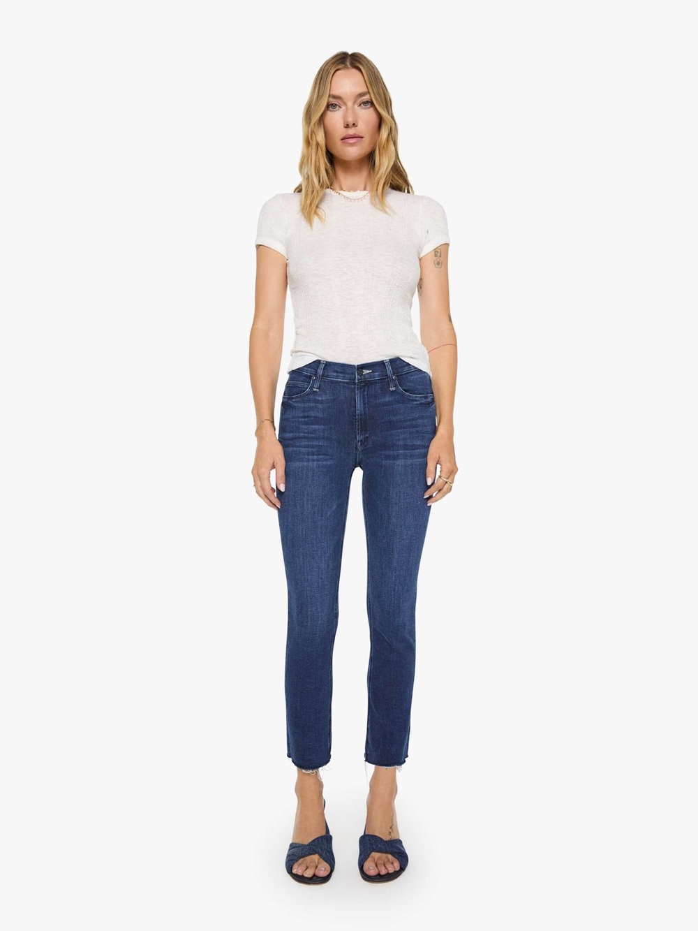 Mother Jeans The Mid Rise Dazzler Ankle Fray in Fancy Meeting You Here Size 27